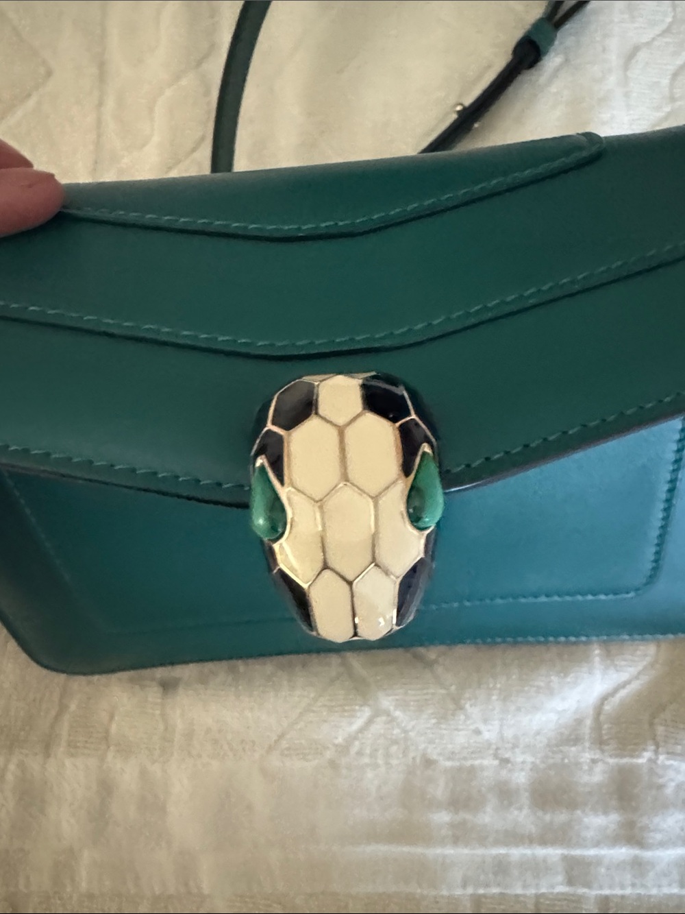 Bulgari Teal Crossbody Bag with Snake-Head Clasp - Picture 6 of 6